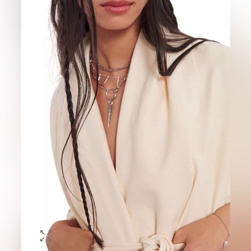 Ba&sh Joyce Jacket Sz 1 US 4 Linen Cotton Wrap Tie Waist Cream/Ecru Boho Kimono - Picture 3 of 15
